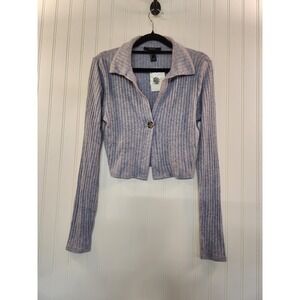NEW Forever 21 Women's Lavender Rib Knit Cropped Top Size L Preppy Brat Y2K Boho